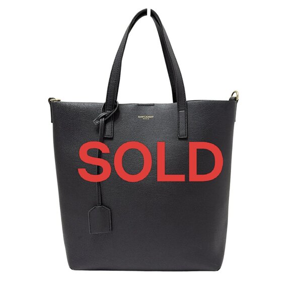 SAINT LAURENT PARIS Toy Shopping Black Leather - Tote Bag 328-061025 - Picture 1 of 9